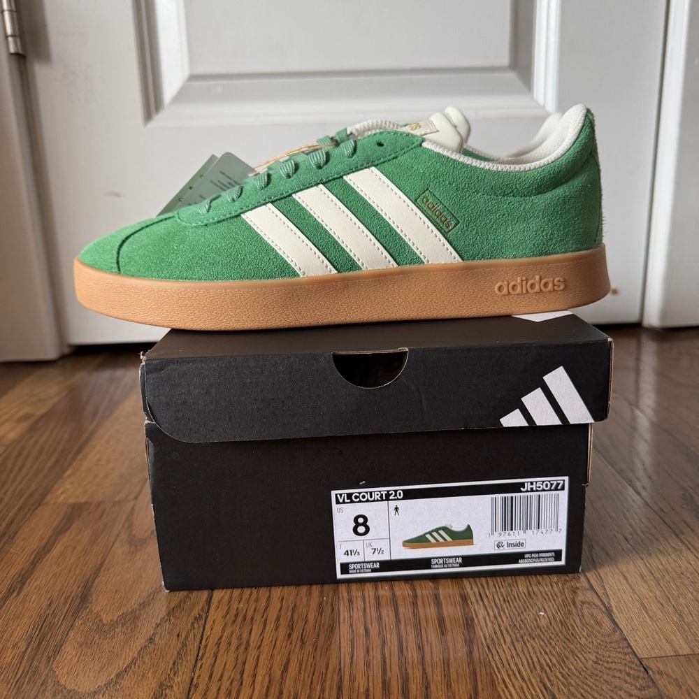 Adidas Men's VL Court 2.0 Sportwear Sneakers Preloved Green Athletic Shoes Sz  8